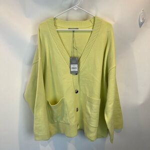Oliver Bonas Lime Patch Pocket Cardigan Sweater SZ 12